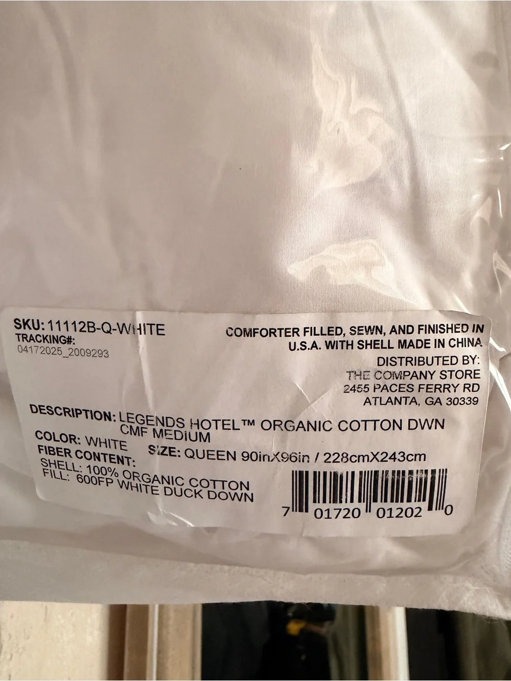 Legends Hotel Organic Cotton Down Comforter